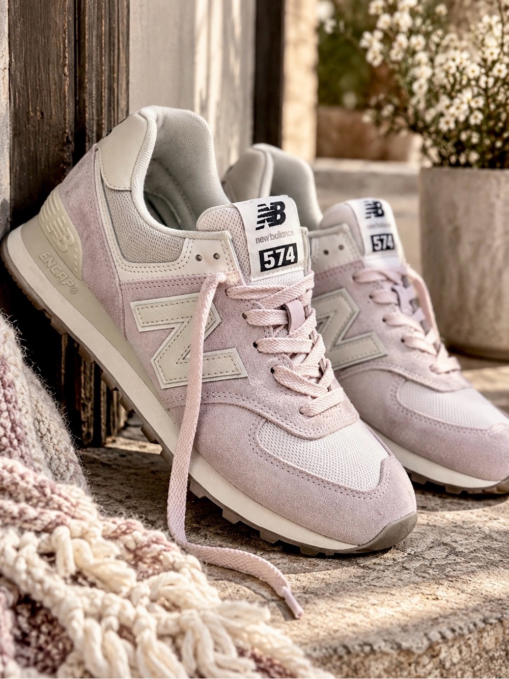 New Balance 574 Women's Pink Suede Lifestyle Sneakers Size 8.5
